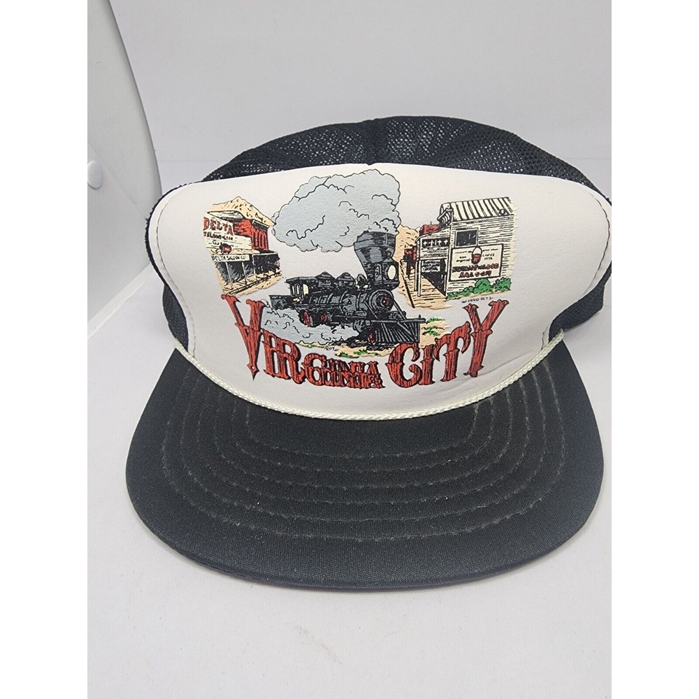 Vintage Virginia City Trucker Cap Snapback Hat Nevada Tourist Dad Mesh